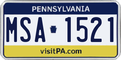 PA license plate MSA1521