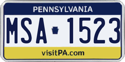 PA license plate MSA1523
