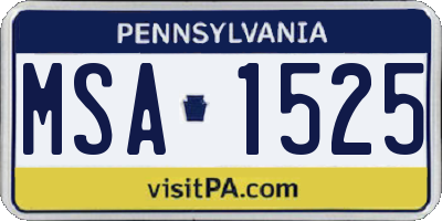 PA license plate MSA1525