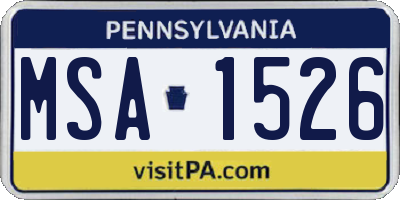 PA license plate MSA1526