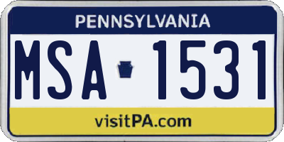 PA license plate MSA1531