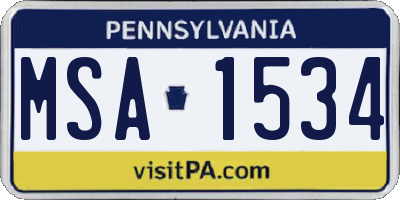 PA license plate MSA1534