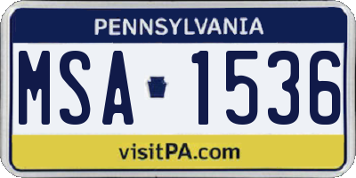 PA license plate MSA1536