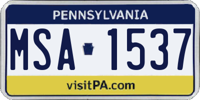 PA license plate MSA1537