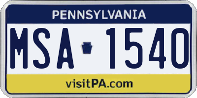 PA license plate MSA1540