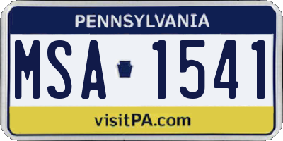 PA license plate MSA1541