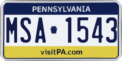 PA license plate MSA1543