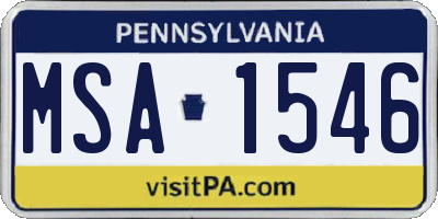 PA license plate MSA1546