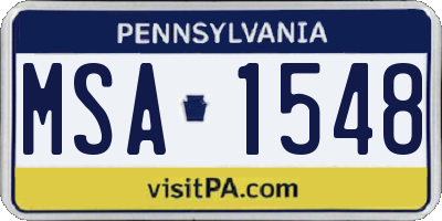PA license plate MSA1548