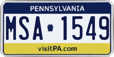 PA license plate MSA1549