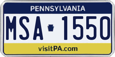 PA license plate MSA1550