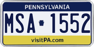 PA license plate MSA1552