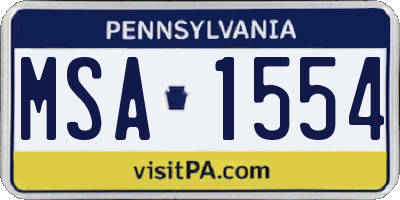 PA license plate MSA1554