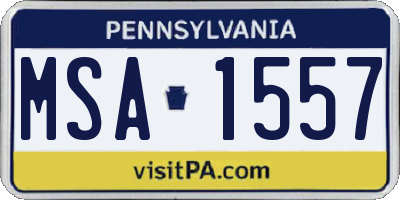 PA license plate MSA1557