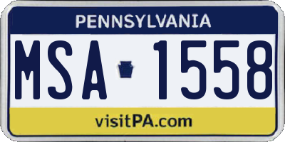 PA license plate MSA1558