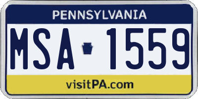 PA license plate MSA1559