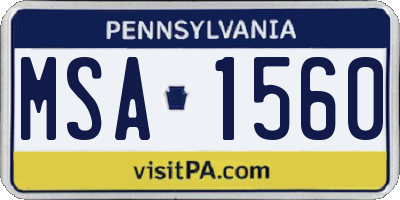 PA license plate MSA1560