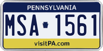 PA license plate MSA1561