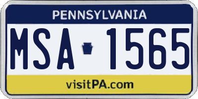 PA license plate MSA1565