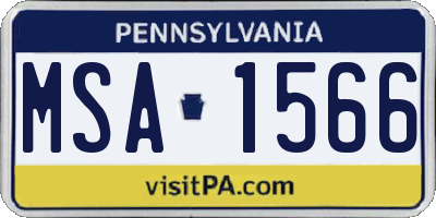 PA license plate MSA1566