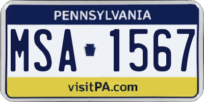 PA license plate MSA1567