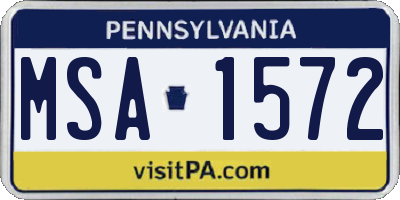 PA license plate MSA1572