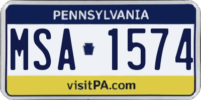 PA license plate MSA1574