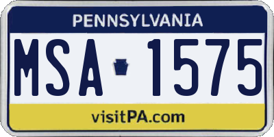 PA license plate MSA1575