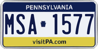 PA license plate MSA1577