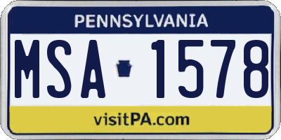 PA license plate MSA1578