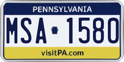 PA license plate MSA1580