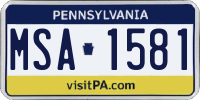 PA license plate MSA1581