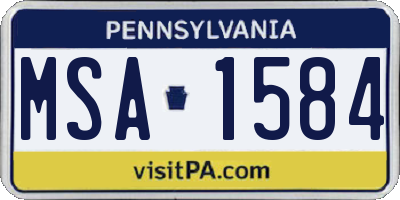 PA license plate MSA1584
