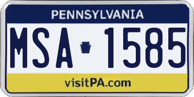 PA license plate MSA1585