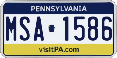 PA license plate MSA1586