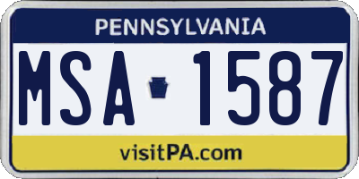 PA license plate MSA1587