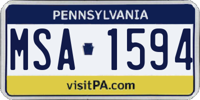 PA license plate MSA1594