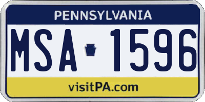 PA license plate MSA1596