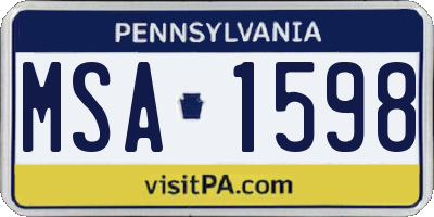 PA license plate MSA1598