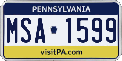 PA license plate MSA1599