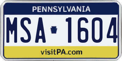PA license plate MSA1604