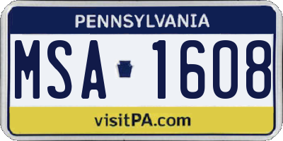 PA license plate MSA1608