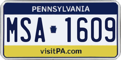 PA license plate MSA1609