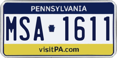 PA license plate MSA1611