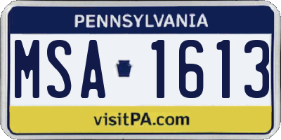 PA license plate MSA1613