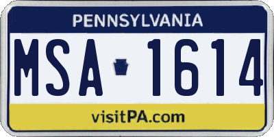 PA license plate MSA1614