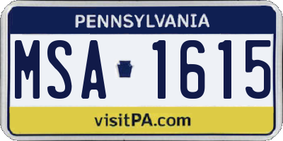 PA license plate MSA1615