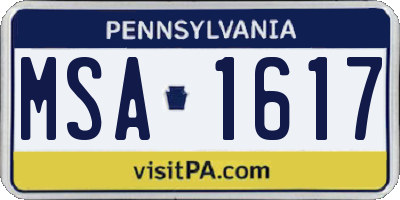 PA license plate MSA1617