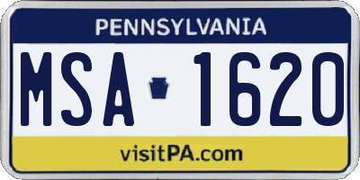PA license plate MSA1620