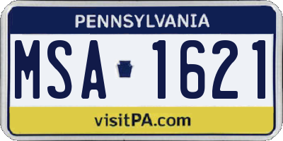 PA license plate MSA1621